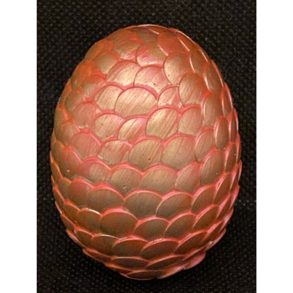 Handmade Orange Pink Iridescent Dragon Egg 2.5" Gold Metal Scales - Picture 8 of 9